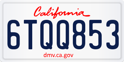 CA license plate 6TQQ853