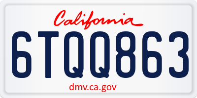 CA license plate 6TQQ863