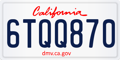 CA license plate 6TQQ870