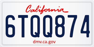 CA license plate 6TQQ874