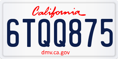 CA license plate 6TQQ875