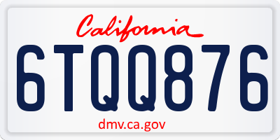 CA license plate 6TQQ876