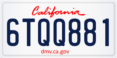 CA license plate 6TQQ881