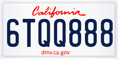 CA license plate 6TQQ888