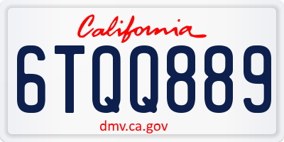 CA license plate 6TQQ889