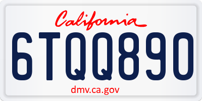 CA license plate 6TQQ890