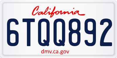 CA license plate 6TQQ892