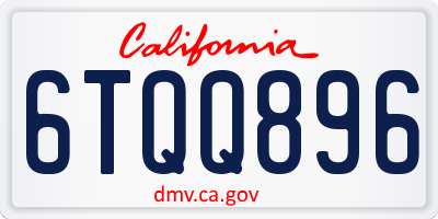 CA license plate 6TQQ896