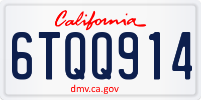 CA license plate 6TQQ914