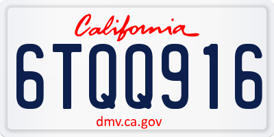 CA license plate 6TQQ916
