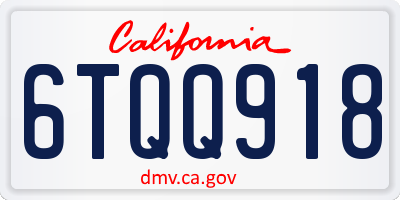 CA license plate 6TQQ918