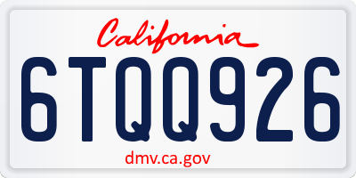 CA license plate 6TQQ926