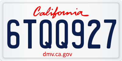 CA license plate 6TQQ927