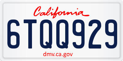 CA license plate 6TQQ929