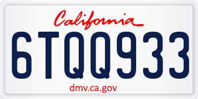 CA license plate 6TQQ933
