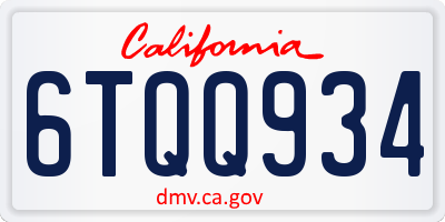 CA license plate 6TQQ934