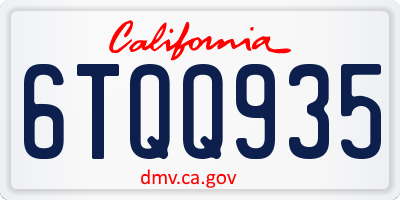 CA license plate 6TQQ935