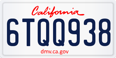 CA license plate 6TQQ938