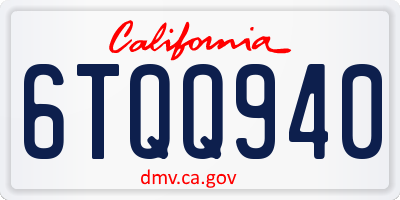CA license plate 6TQQ940
