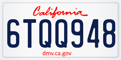 CA license plate 6TQQ948