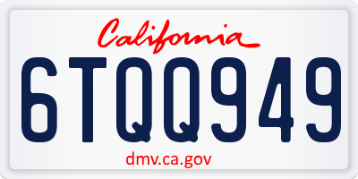 CA license plate 6TQQ949