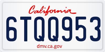 CA license plate 6TQQ953