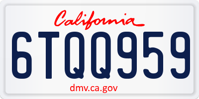 CA license plate 6TQQ959