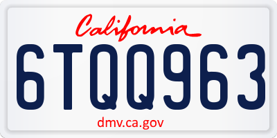 CA license plate 6TQQ963