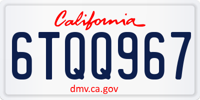 CA license plate 6TQQ967