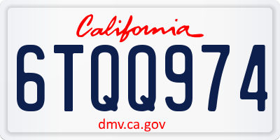 CA license plate 6TQQ974