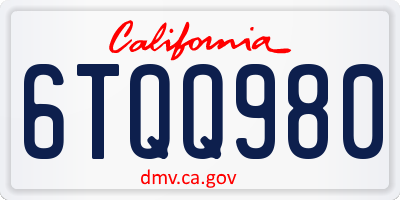 CA license plate 6TQQ980