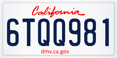 CA license plate 6TQQ981