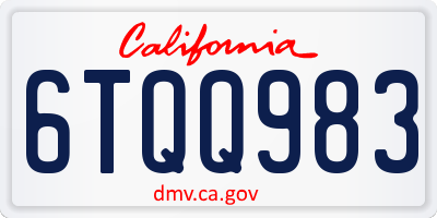 CA license plate 6TQQ983