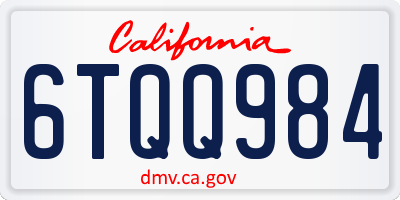 CA license plate 6TQQ984