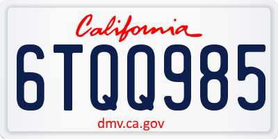 CA license plate 6TQQ985