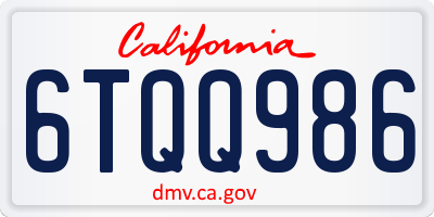 CA license plate 6TQQ986