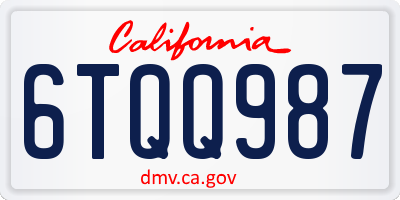 CA license plate 6TQQ987