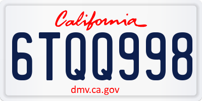 CA license plate 6TQQ998