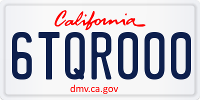 CA license plate 6TQR000