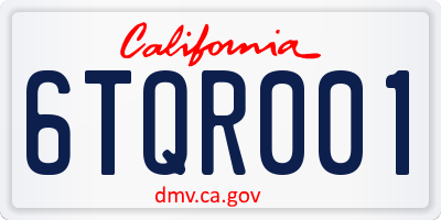 CA license plate 6TQR001