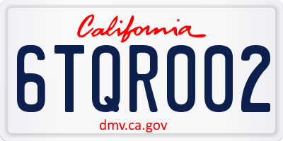 CA license plate 6TQR002