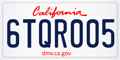 CA license plate 6TQR005