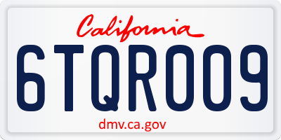 CA license plate 6TQR009