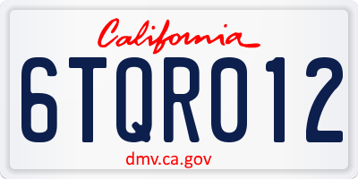 CA license plate 6TQR012