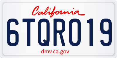 CA license plate 6TQR019