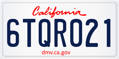 CA license plate 6TQR021