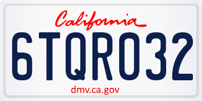 CA license plate 6TQR032