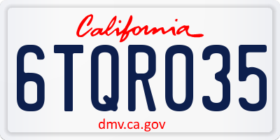 CA license plate 6TQR035