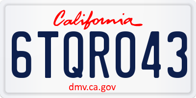 CA license plate 6TQR043