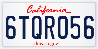 CA license plate 6TQR056